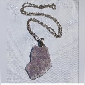 Amethyst--February Birthstone!!-- Raw Crystal Pendant, 24" silver chain,